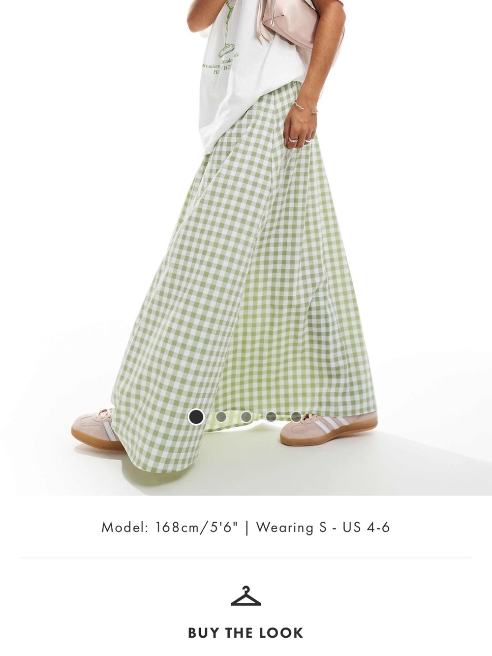 Light Green Gingham Maxi Skirt